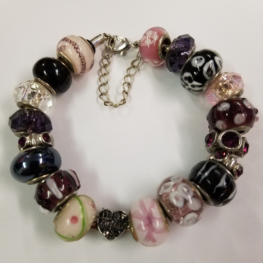 European style Glass Murano beaded charm bracelet